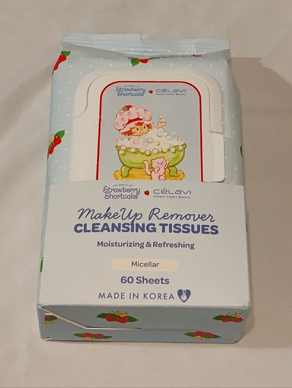 Strawberry Shortcake x Célavi Blue Makeup Remover Cleansing Tissues - 60 Sheets